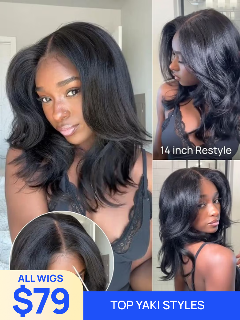 ALL $79 | Nadula 13x4 And 7x5 Light Top Yaki Straight Wig Put on and Go Glueless Human Hair Wigs