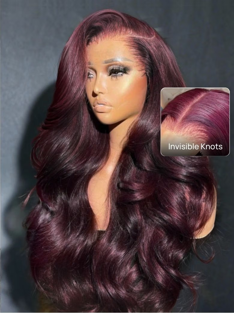 Nadula Burgundy 7X5 And 13X4 Plum Layer Cut Straight Lace Frontal Wig Pre-Everything Invisible Knots Put On And Go Wig