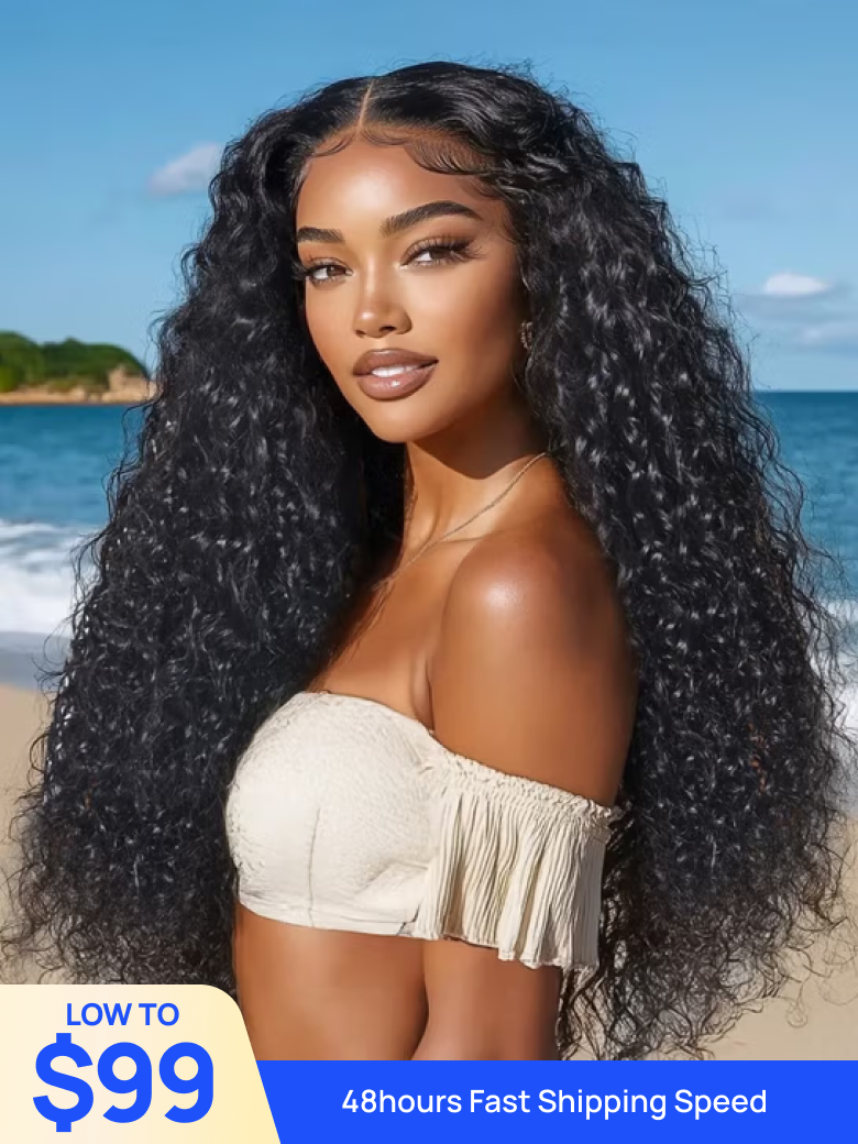 180% Density| Nadula Flash Sale 7x5 Bye Bye Knots Mixed Curls Water Wave & Jerry Curly Fluffy Wig Put on and Go Human Hair Wigs