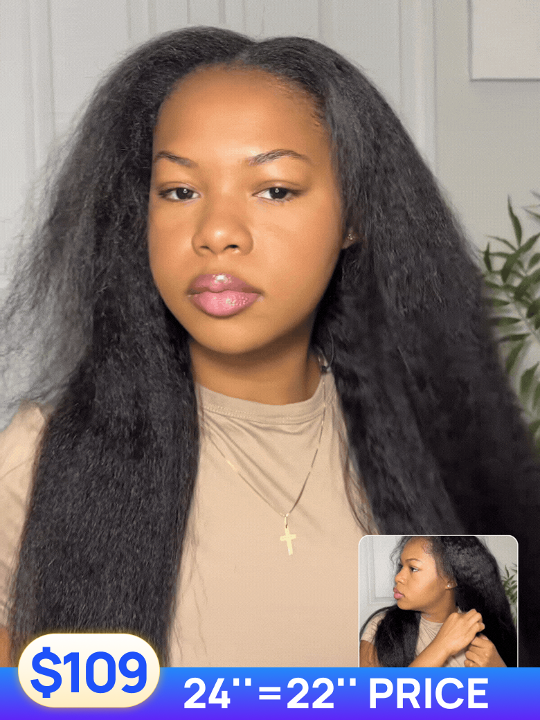 24" & 22"  Price $109 | Nadula Flash Sale V Part Kinky Straight Hair Put On And Go Glueless Install