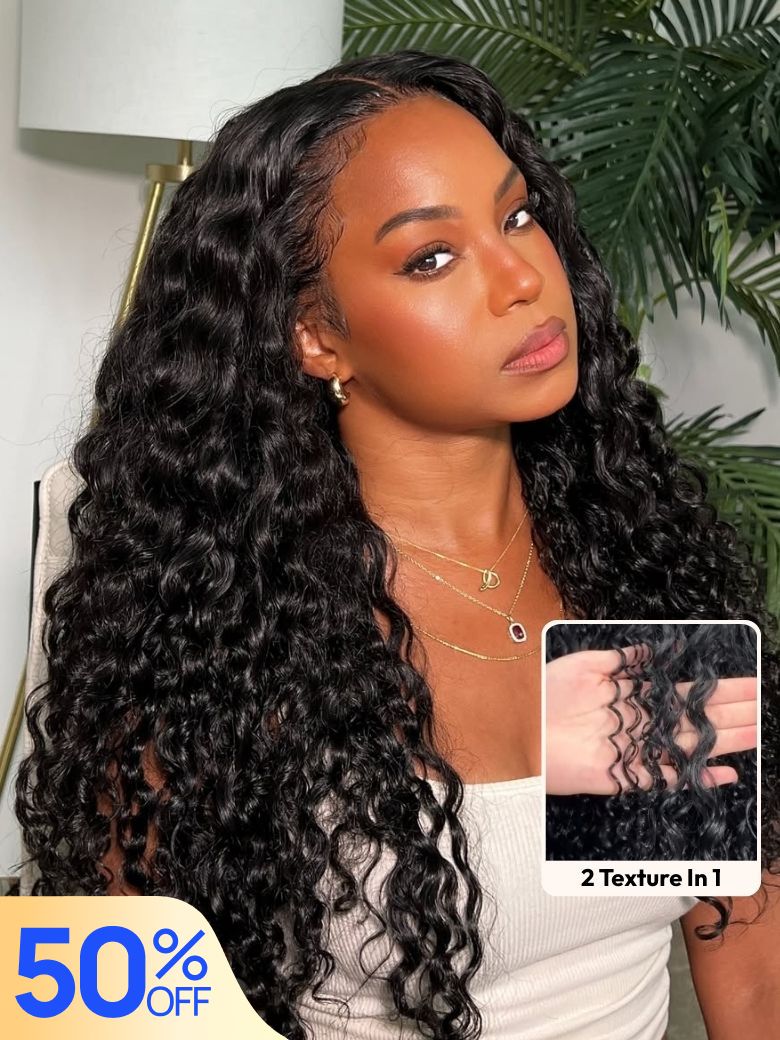 50% OFF| Nadula Flash Sale 7x5 Bye Bye Knots Mixed Curls Water Wave & Jerry Curly Fluffy Wig 180% De