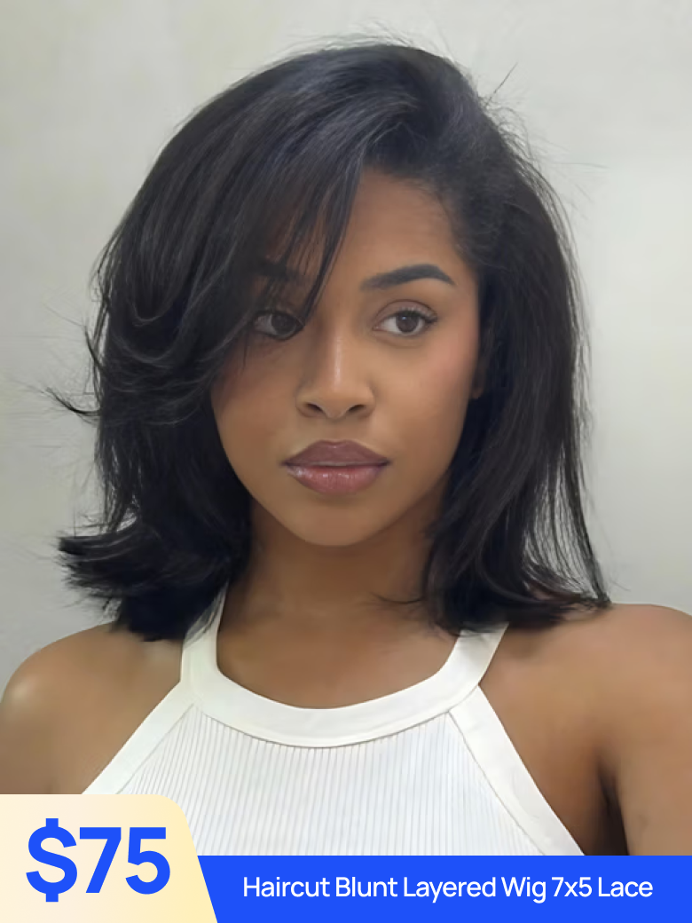 Nadula Flash Sale 90s Rachel Haircut Blunt Layered Wig & Yaki Bob Wig 7x5 Pre-Bleached Bye Bye Knots