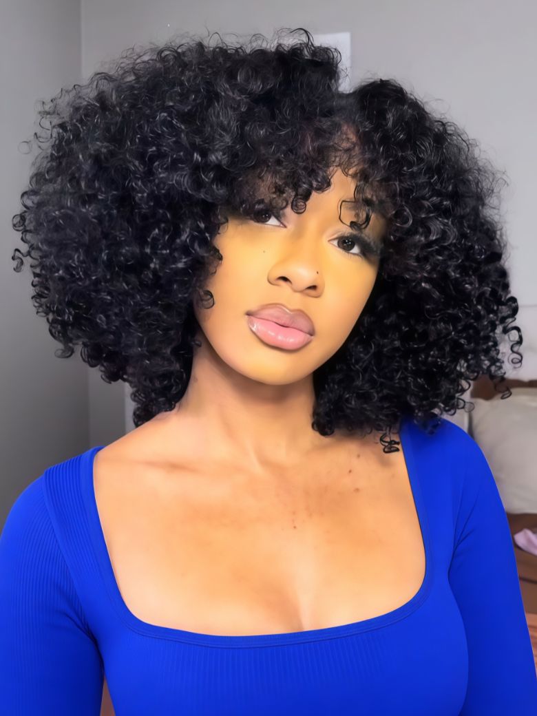 Nadula ScalpLook™ Glueless Afro Kinky Curly with Finger Coils V Part Wigs No Leave Out Beginner Frie