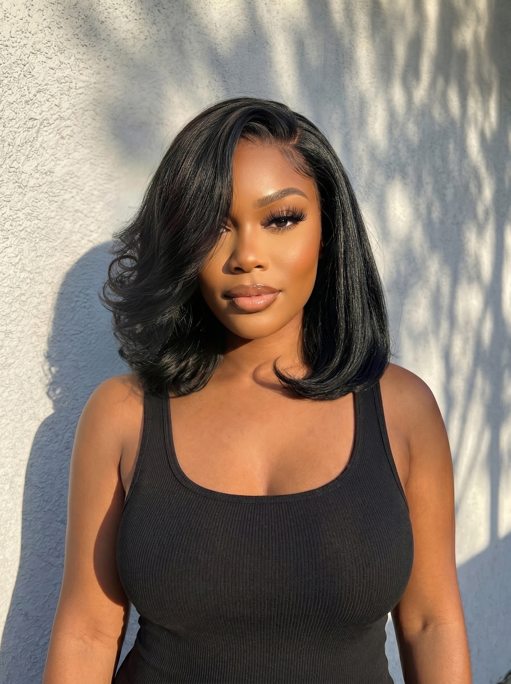 Nadula 7x5 No Slip Wig Layered Glam Blowout Bob Wig with Face-Framing Shoulder-Length Style Put On A