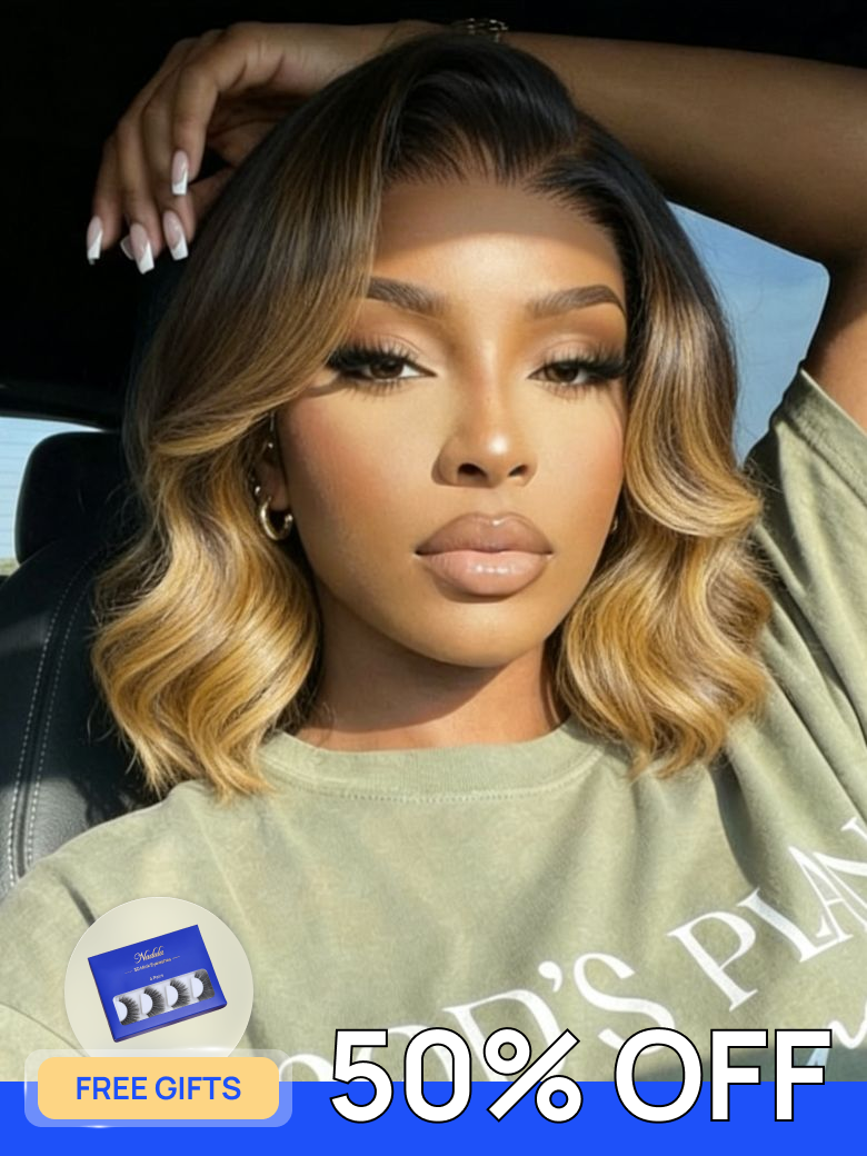 Free Gifts | Nadula 50% OFF Flash Sale13x4 Lace Front 1B/30 Dark Root with Warm Brown Highlights Sof