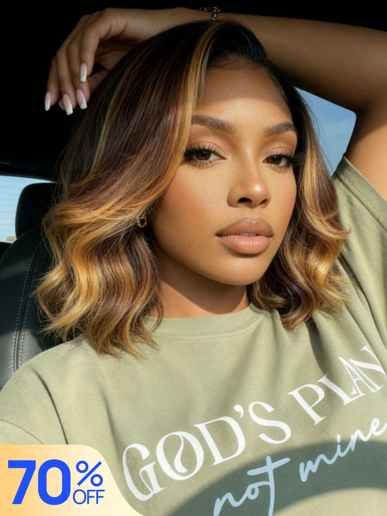 Nadula Flash Sale13x4 Lace Front 1B/30 Dark Root with Warm Brown Highlights Soft Barrel Curls French