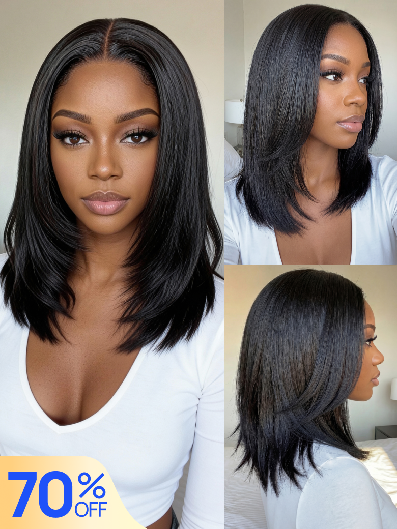 Nadula Flash Sale Bye Bye Knots Yaki Straight Bob With Pre Styled Put On and Go Wig With Drawstring