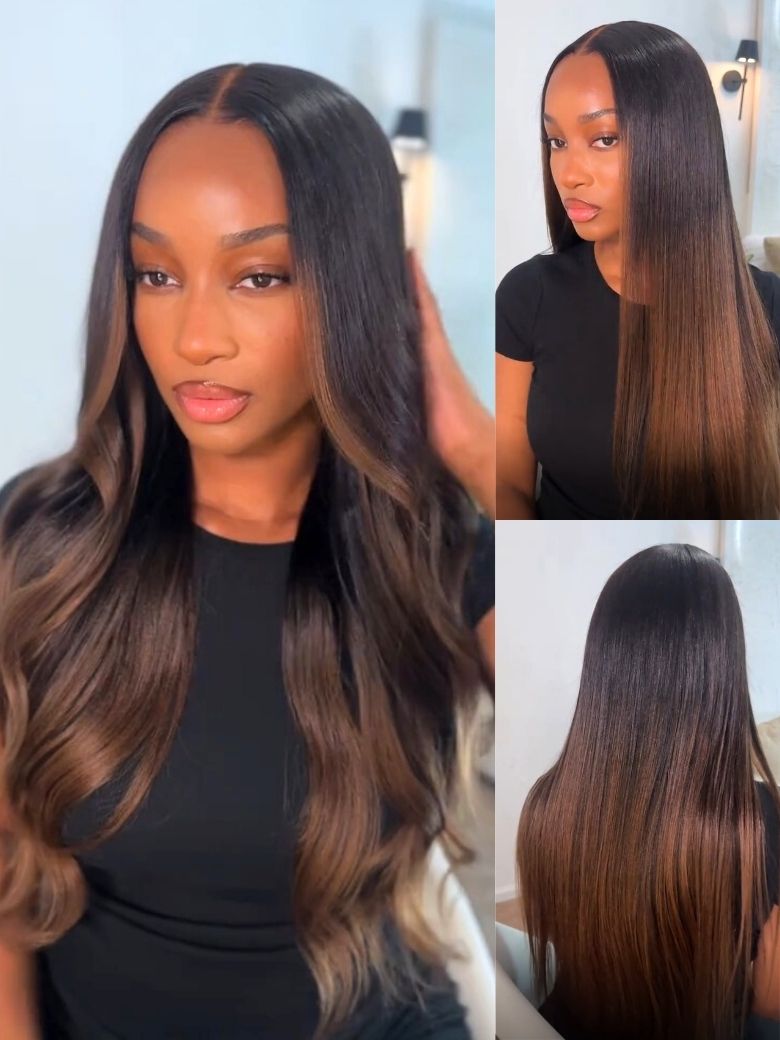 Nadula $79 Flash Sale 7x5 Chestnut Brown Ombre Yaki Bob Put On and Go Wig  Human Hair Wigs