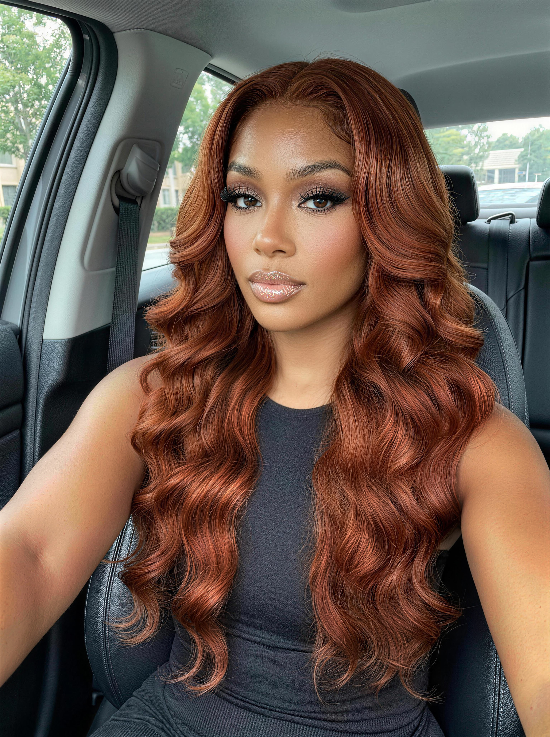 Nadula 7x5 Copper Auburn Body Wave Wig Burnt Orange Ginger Brown Long Glam Wave Human Hair Wig