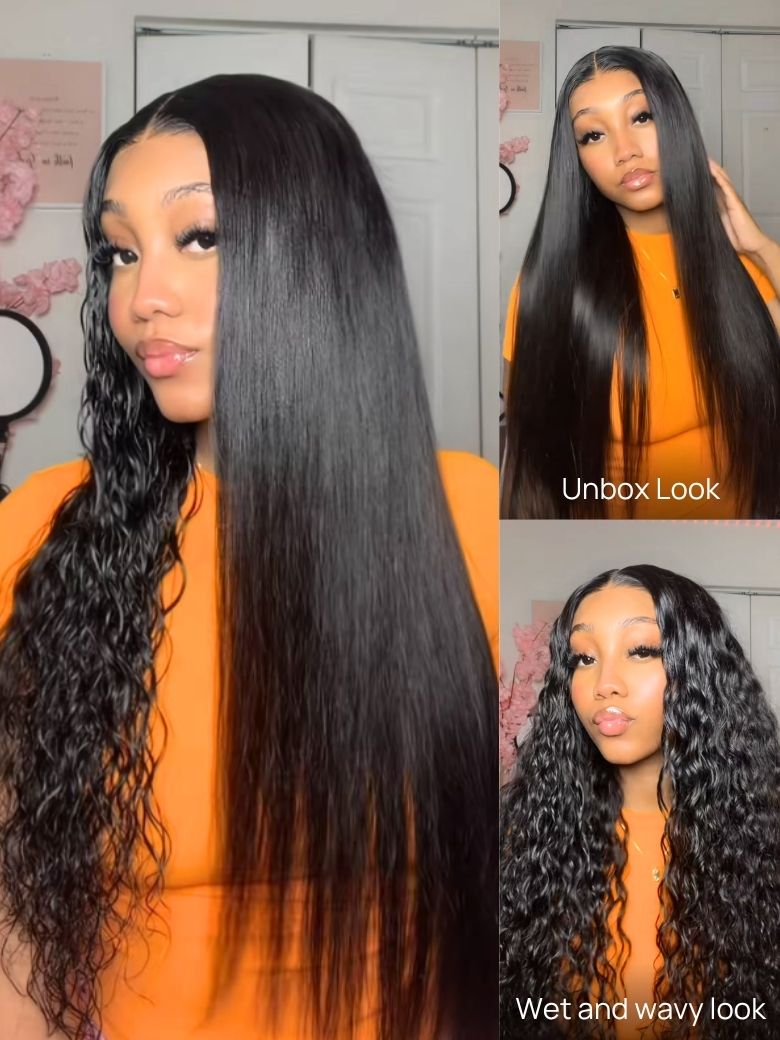 Nadula 13x4 No Slip 2 Styles in Wig From Straight to Natural Weavy Water Wave Put On And Go Glueless