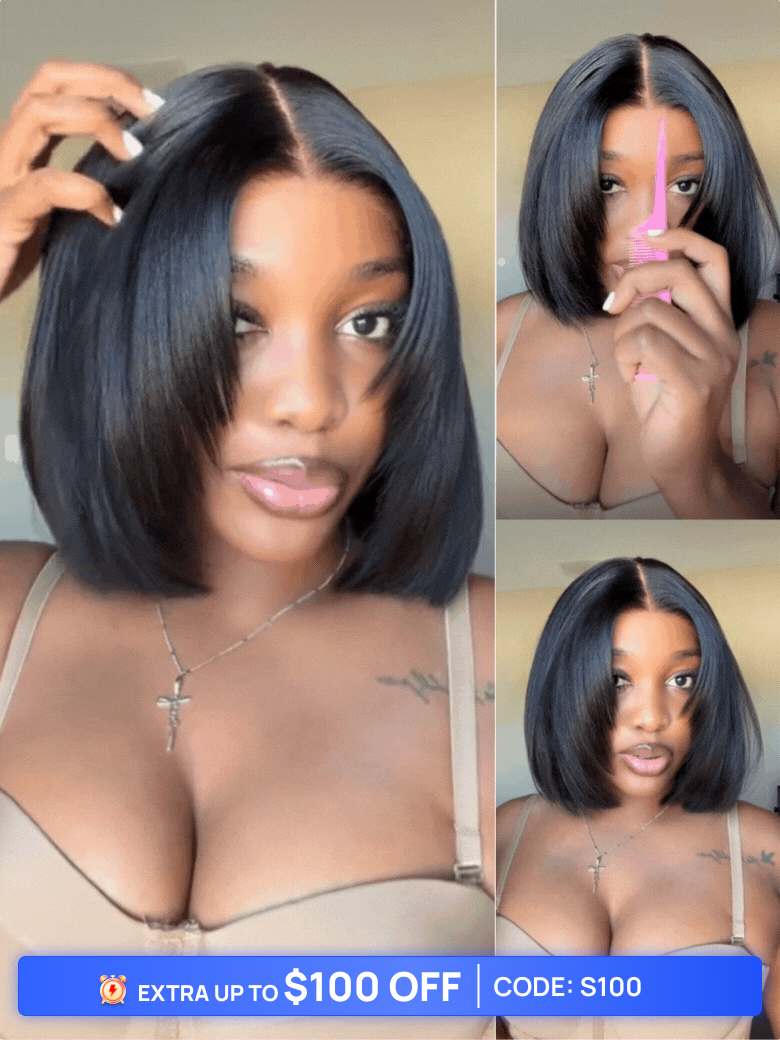 Code: s100 | Nadula 50% Off Flash Sale Yaki Bob Hair Wigs 7x5 Byebye Knots Put On And Go Glueless Wi
