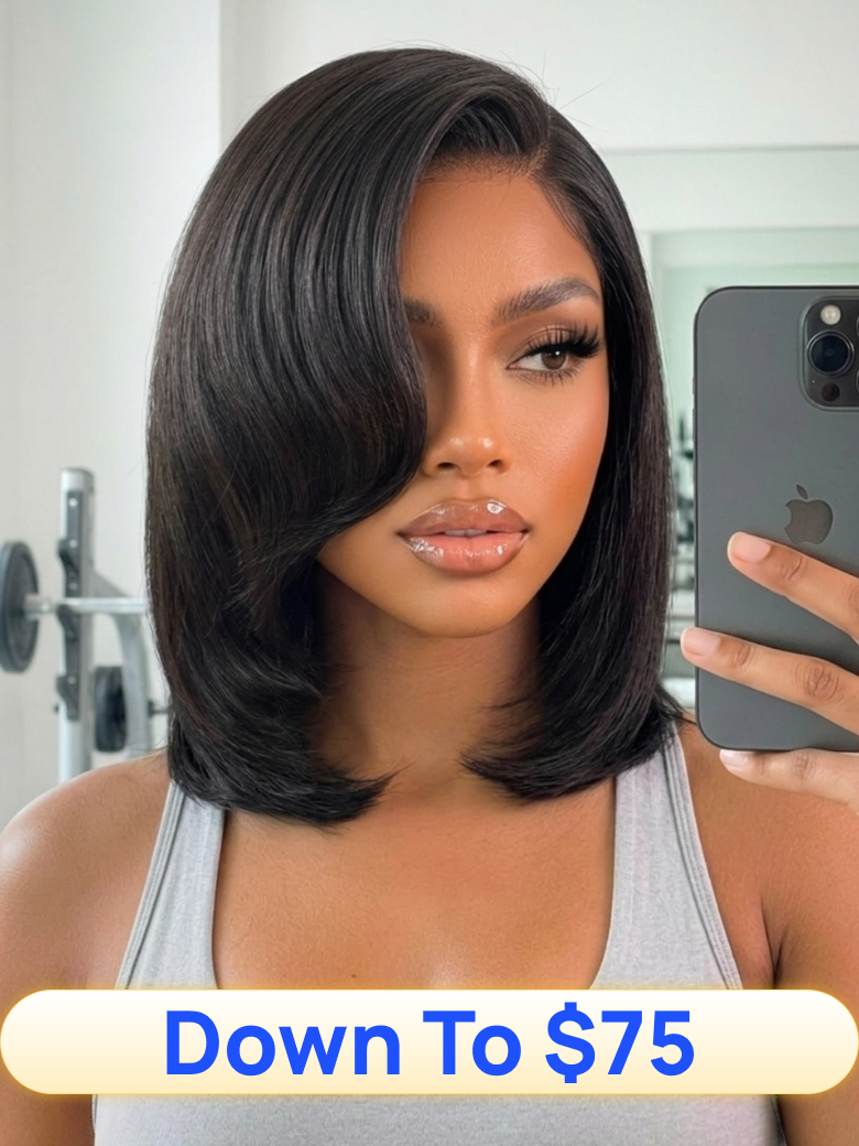 Nadula Flash Sale Bye Bye Knots Yaki Straight Bob With Pre Styled Put On and Go Wig  Drawstring On S