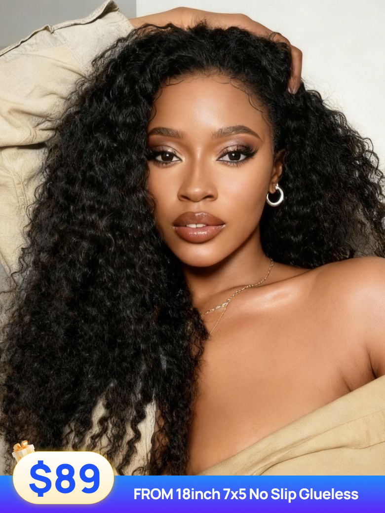 Flash Deal $89 = 18inch 7x5 Invisible Knots 4D Mixed Texture Curls Twist × Finger Coils × Burmese Cu
