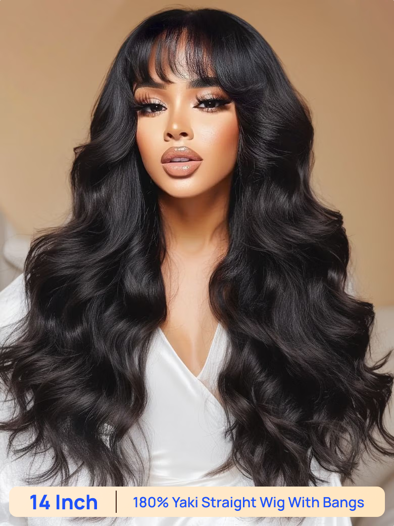 BOGO Free | Nadula 14inch Yaki Straight  Glueless Put On and Go Human Hair Wig