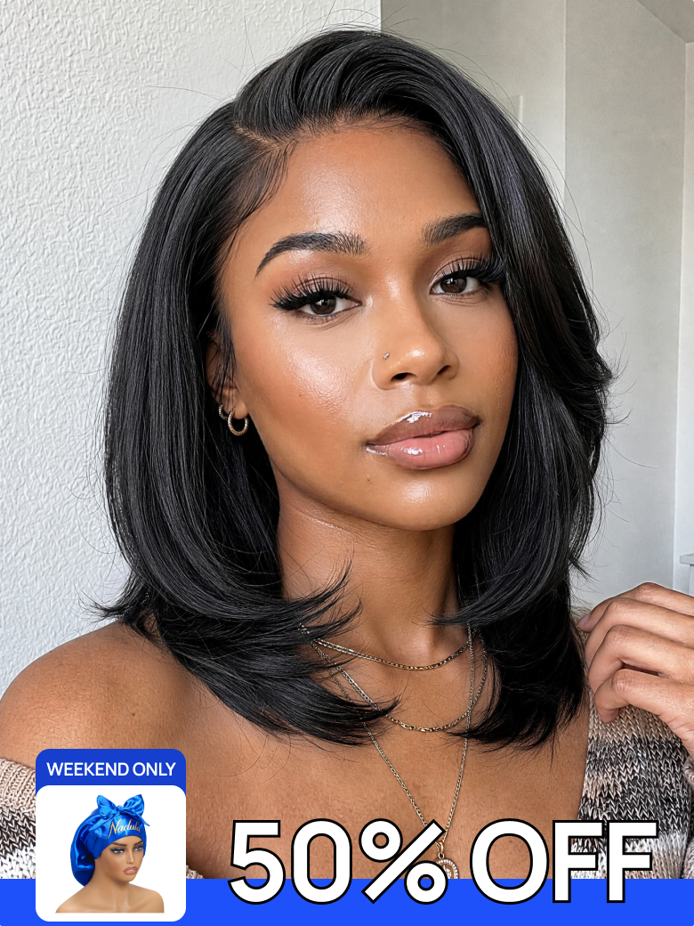 50 OFF FREE GIFTS Nadula Flash Sale 7x5 Yaki Bob And Yaki Straight Wigs Put On and Go Human Hair Wig 150-180 Density $158