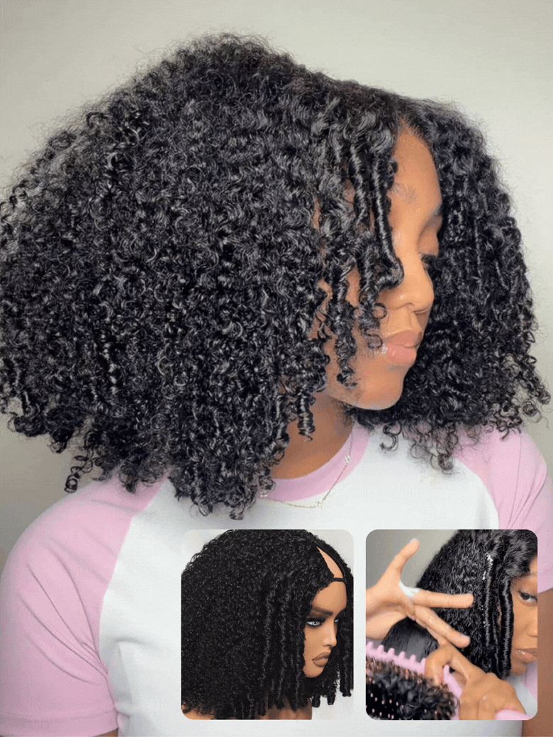 $100off| ScalpLook Glueless Afro Kinky Curly with Finger Coils V Part Wigs No Leave Out Beginner Fri
