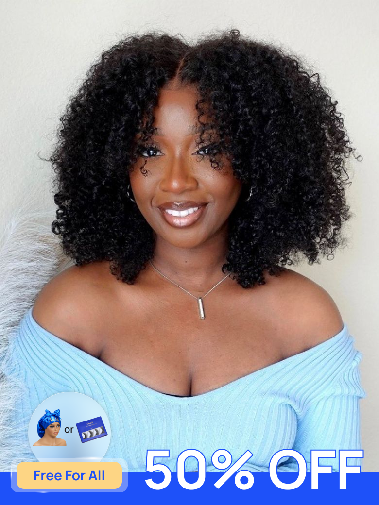 50%OFF Sale | Nadula Flash Sale 7x5 Bye Bye Knots Kinky Curly Wig with Curly Edges Put On and Go Lac
