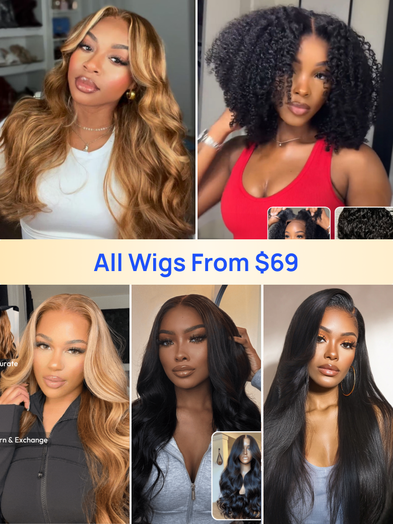 From $69 | Nadula Flash Sale 20" - 26" Collections 13x4 Lace Front Human Hair Wigs Put On And Go Wig
