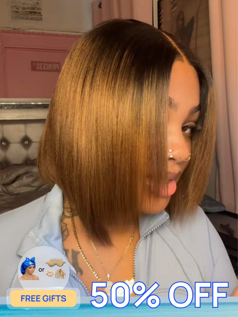 50% OFF + Free Gifts | Nadula Flash Sale 7x5 Bye Bye Knots Chestnut Brown Ombre Color Yaki Straight