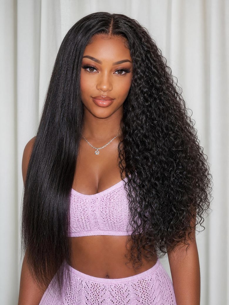Nadula 7×5 No Slip Wig Wet & Curly 2 in 1 Straight to Curly Human Hair Wig with Drawstring